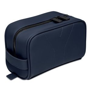 Yves Saint Laurent YSL 'Y' Navy Faux Leather Toiletry Shave Bag Makeup Pouch NWT